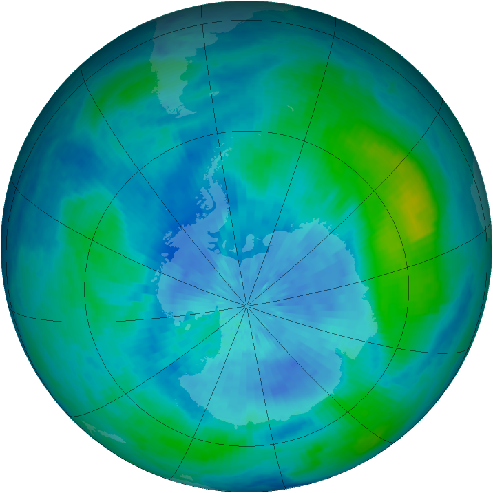 Antarctic ozone map for 15 March 2002